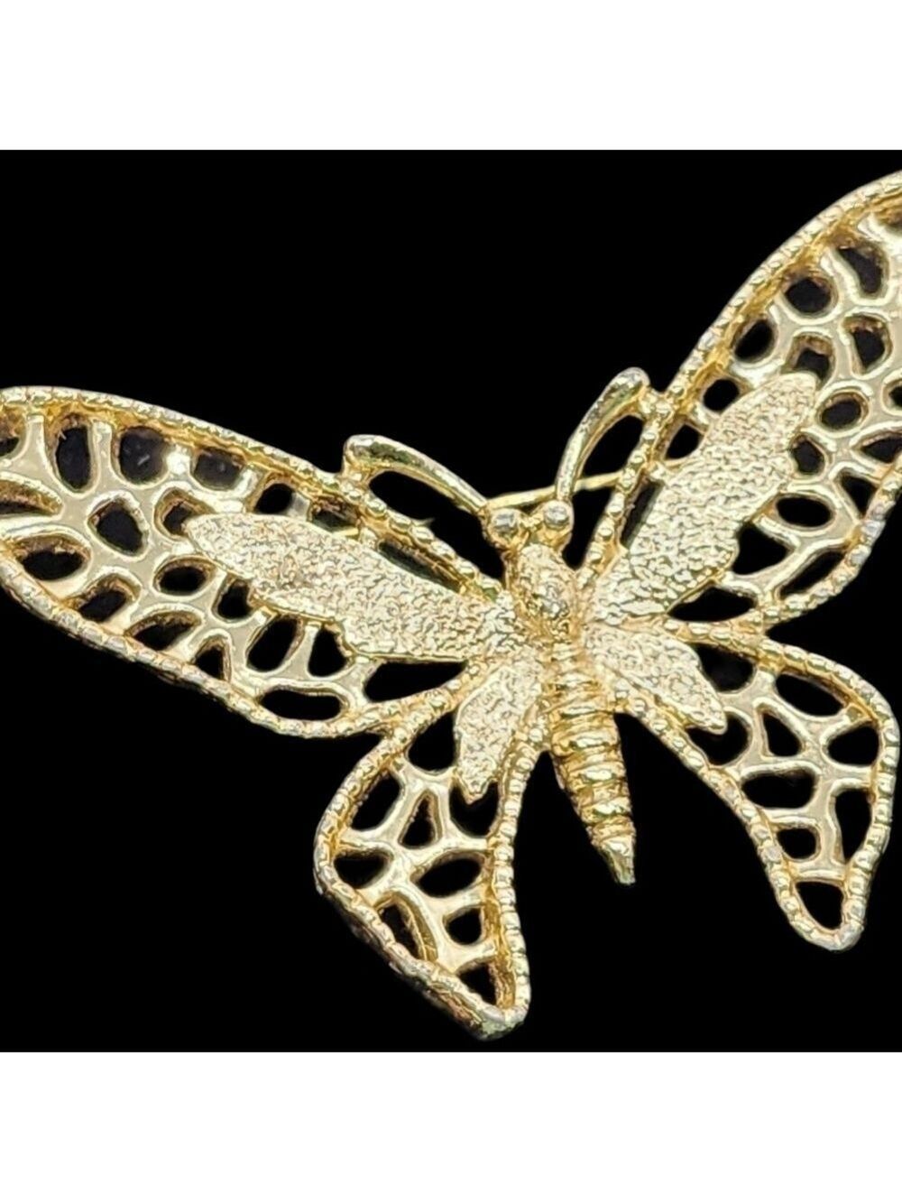 Vintage Sarah Coventry goldtone brooch large wings - Picture 6 of 8